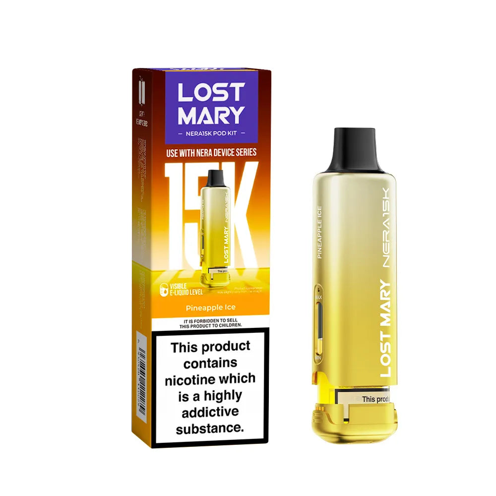 Lost Mary Nera 30k packaging and prefilled pod pineapple ice