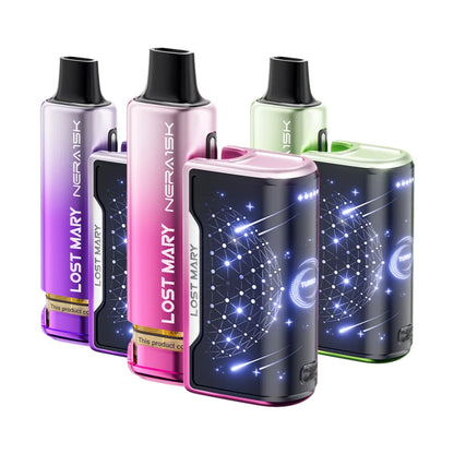 Collection of Lost Mary vape devices in various colors on a white background