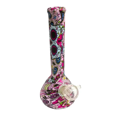 Medium Colourful skull-themed waterpipe on a white background