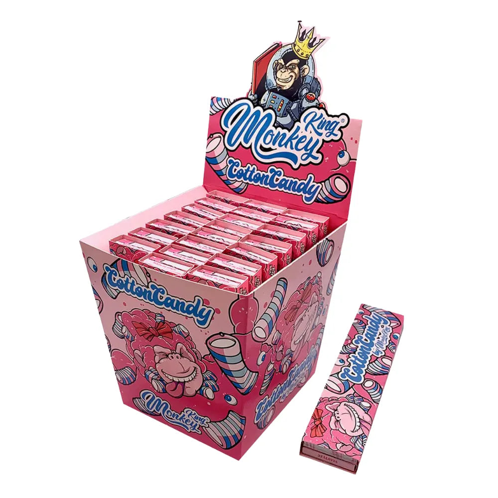 Monkey King scented rolling papers and tips - pink display with cotton candy flavouring