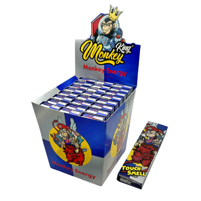 Monkey King scented rolling papers and tips - silver and blue display with monkey energy flavouring