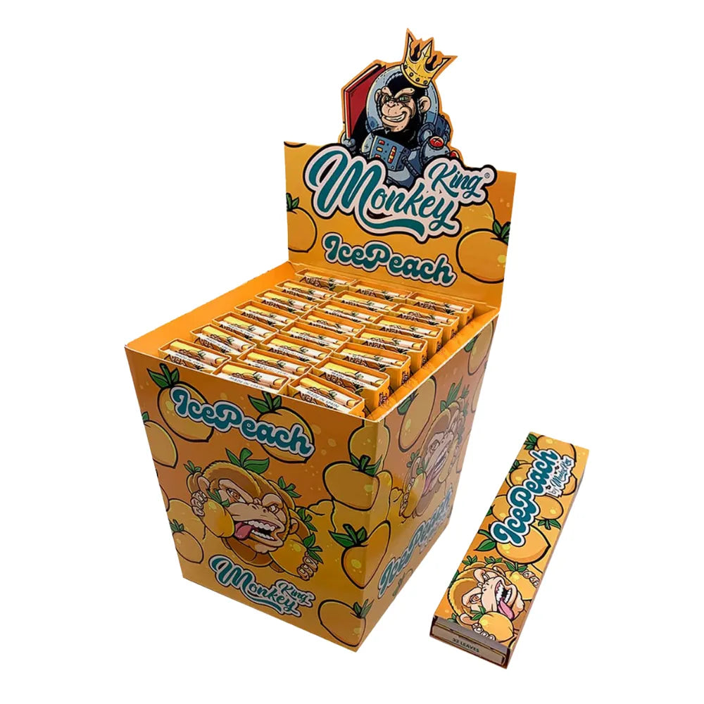 Monkey King scented rolling papers and tips - orange display with ice peach flavouring