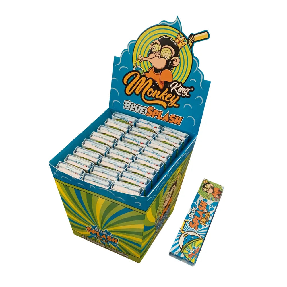 Monkey King scented rolling papers and tips - blue and green display with blue splash flavouring