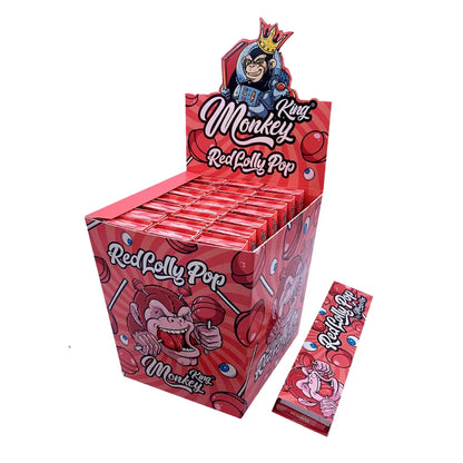 Monkey King scented rolling papers and tips - red display with red lolly pop flavouring