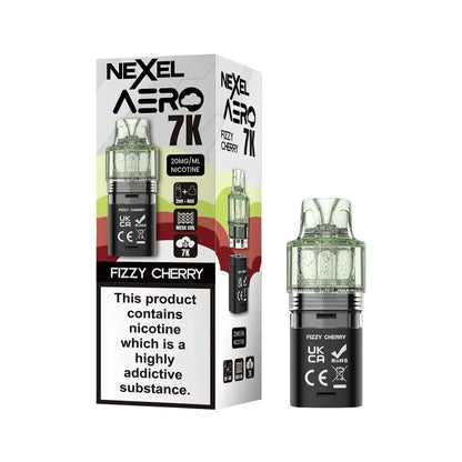 Nexel Aero 7K fizzy cherry pod and packaging on a white background