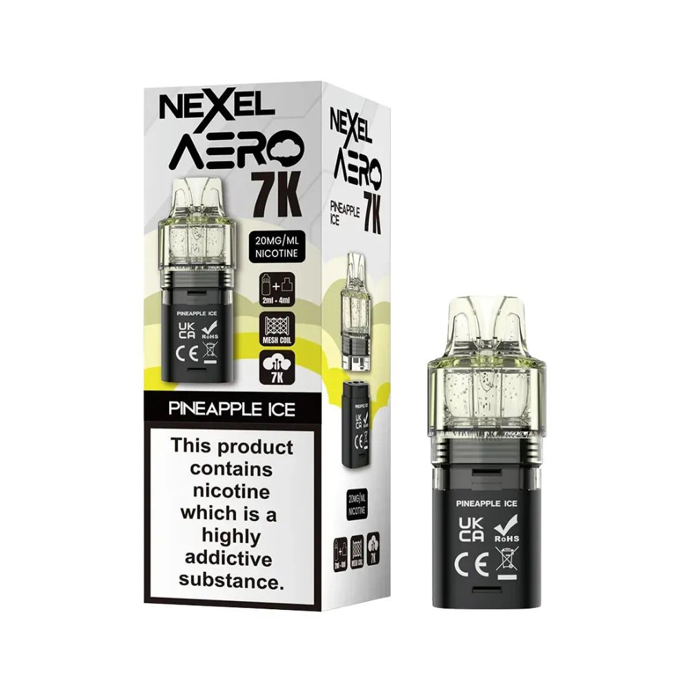 Nexel Aero 7K pineapple ice pod and packaging on a white background