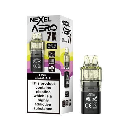 Nexel Aero 7K pink lemonade pod and packaging on a white background