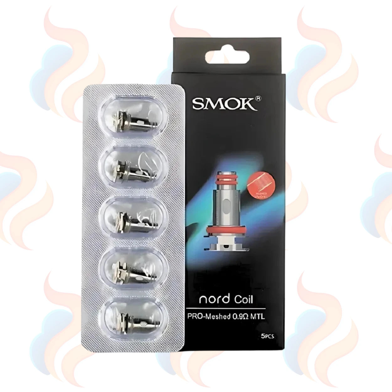 SMOK Nord Coils packaging with five coils in a clear blister pack on a white background