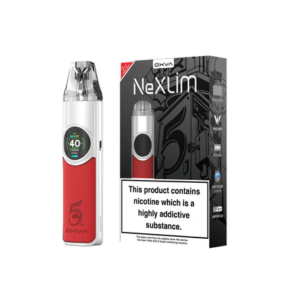 glory Red and white vape device with NexLim packaging on a white background