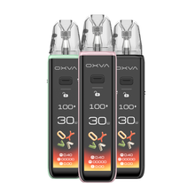 Three OXVA Xlim 3 Ultra pod vape devices on a white background