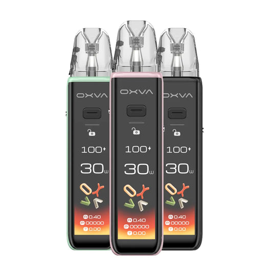 Three OXVA Xlim 3 Ultra pod vape devices on a white background