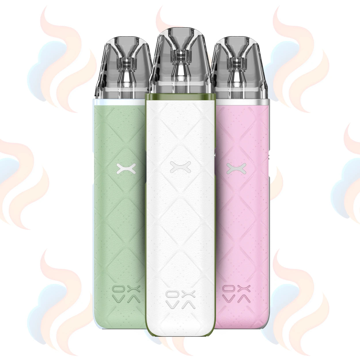 Three OXVA xlim go Vape devices on a white background with UK Vape Supply Logo
