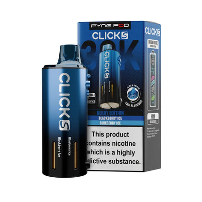 Pyne Pod Click S Pod in Berry Edition beside packaging on a white background.