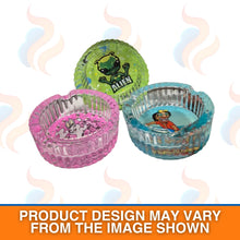 Printed Glass Ashtrays – Alien, Reggae & Baked Bunny Designs on a white background