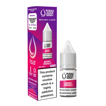 Pukka Juice Berry Frenzy e-liquid bottle and packaging on a white background