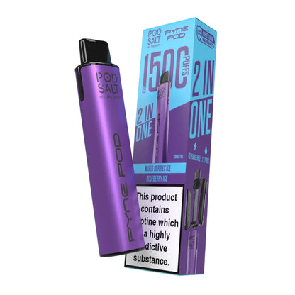 Pyne Pod Pod Salt Purple Mixed Berries Ediyion vape device with packaging on a white background