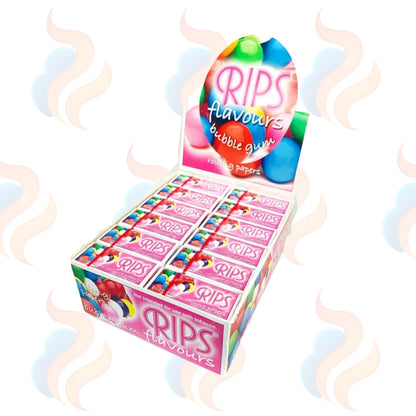 Box of 24 colourful RIPS Flavoured Rolling Paper Rolls on a white background