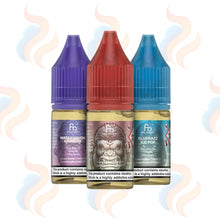 Three R and M Tornado 7000 E-liquids on a white background with UK Vape Supply Logo