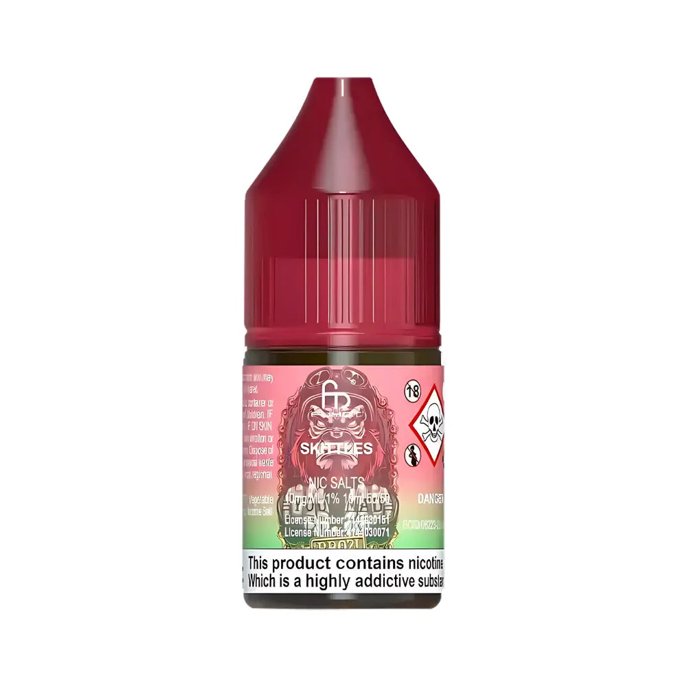 R&M Tornado 7000 Salts skittles bottle with a label on a white background