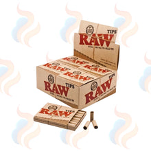 RAW Pre-Rolled Round Tips – Natural Filter Tips on a white background