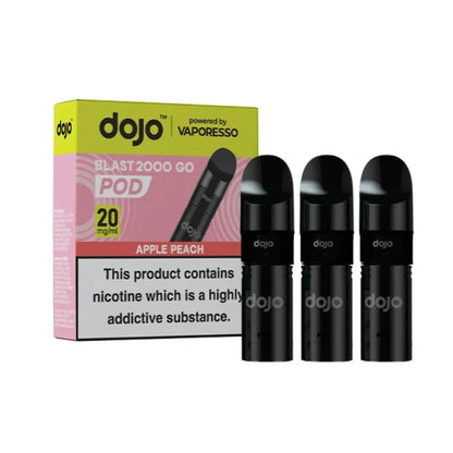  dojo blast 2000 vape pods with packaging on a white background