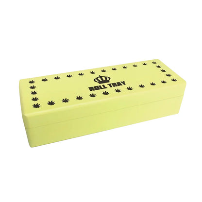 Natural-wood small wooden box with "Roll Tray" branding on a white background