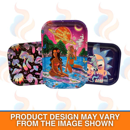 Metal Rolling Trays – Psychedelic & Cartoon Design Rolling Trays on a white background
