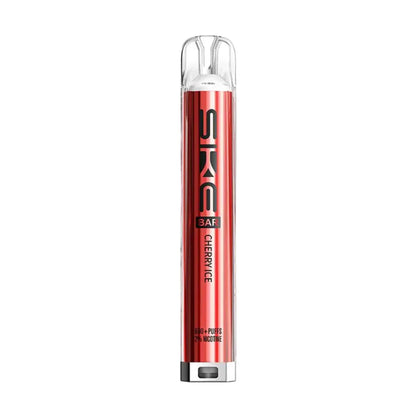 Red vape pen with 'SKE' branding on a white background