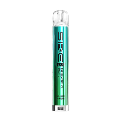 SKE bar vape pen with teal and silver design on a white background