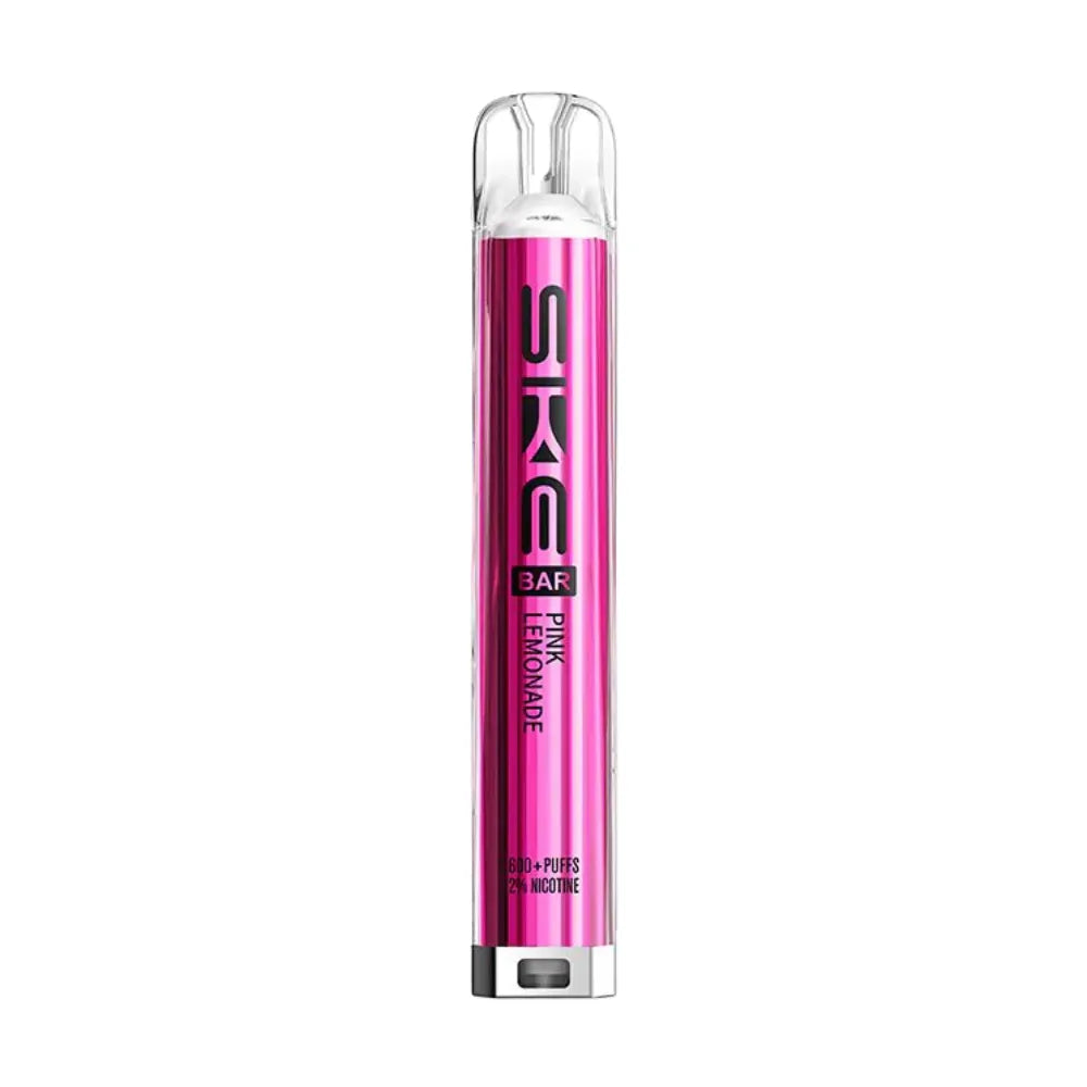 Pink vape device with 'SKE' branding on a white background