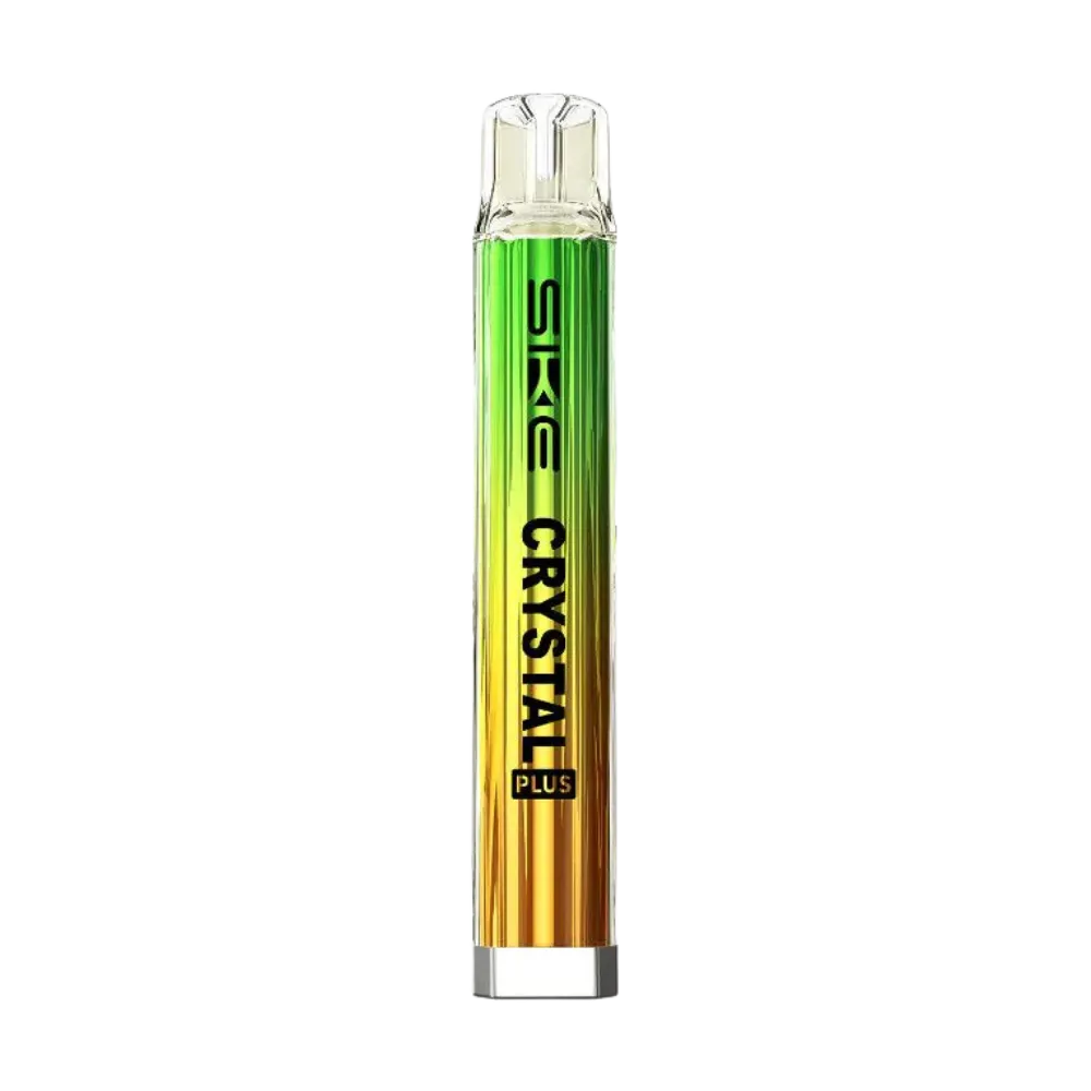 SKE Crystal Plus vape pen with gradient green to gold design on a white background