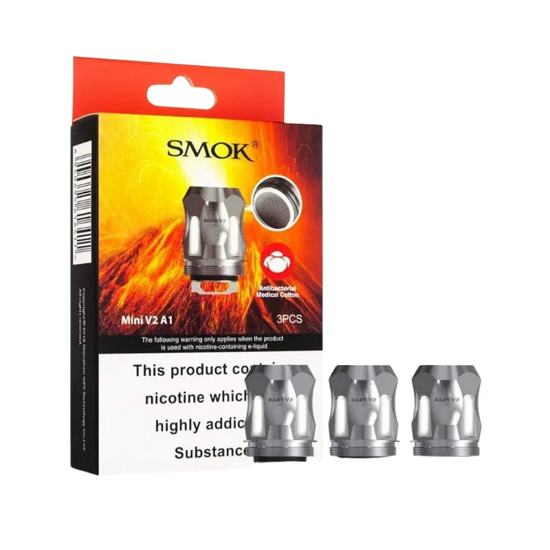SMOK Mini V2 vape coils packaging with three coils on a white background