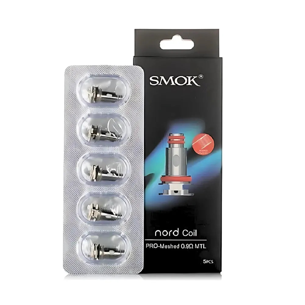 SMOK Nord Coils packaging with five coils in a clear blister pack on a white background
