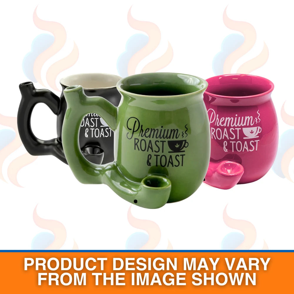 Stoner Mug with Built-In Pipe – Novelty Ceramic Smoking Mugs on a white background