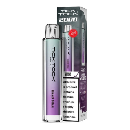 Tick Tock vape device and packaging on a white background