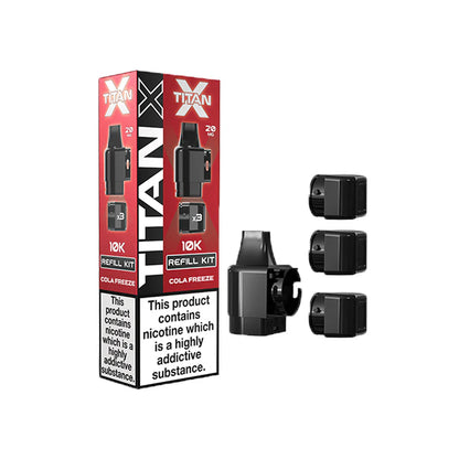Titan X Cola Freeze refill packaging with black refills on a white background