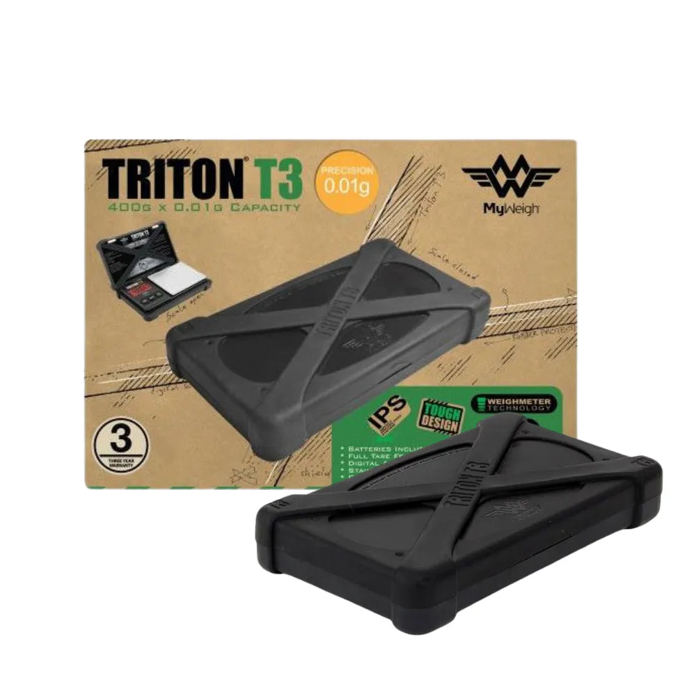 Black tough scales with MyWeigh Triton T3 packaging in the background
