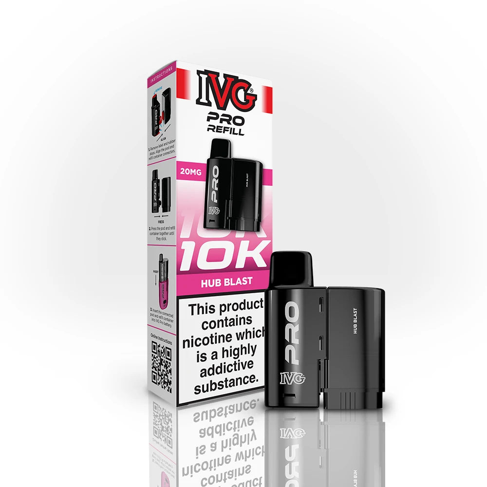 IVG Pro Refill 10K Hub Blast vape device and packaging on a white background