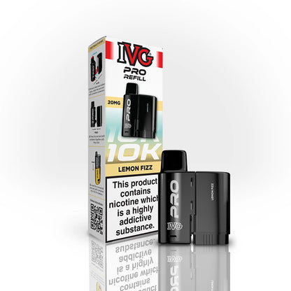 IVG Pro Refill 10K Lemon Fizz vape device and packaging on a white background