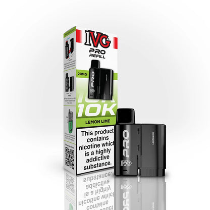 IVG Pro Refill 10K Lemon Lime vape device and packaging on a white background