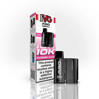 IVG Pro Refill 10K Raspberry Blast vape refill and packaging on a white background