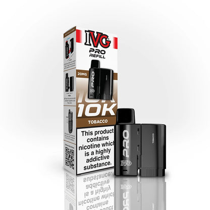 IVG Pro Refill 10K Tobacco vape refill and packaging on a white background