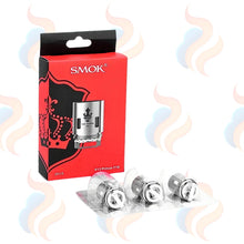 SMOK V12 T10 vape part packaging with red box and silver components on a white background
