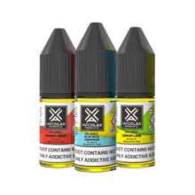 Three bottles of Vaporlax e-liquid with colourful labels on a white background