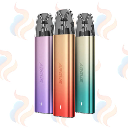 Three Voopoo Argus G2 Mini Vape devices on a white background with UK Vape Supply Logo
