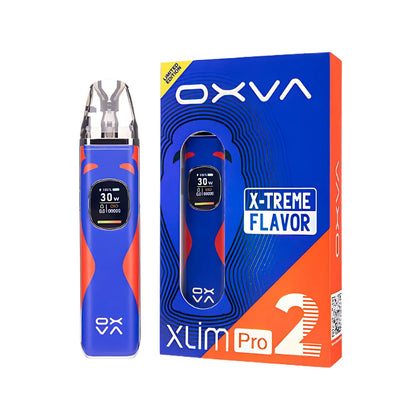 Limited edition OXVA Xlim Pro 2 pod kit with packaging on a white background.