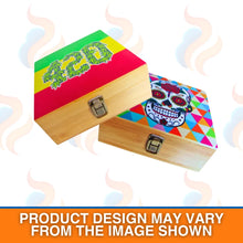 Empty Wooden Storage Boxes – 420 & Graffiti Skull Designs on a white background