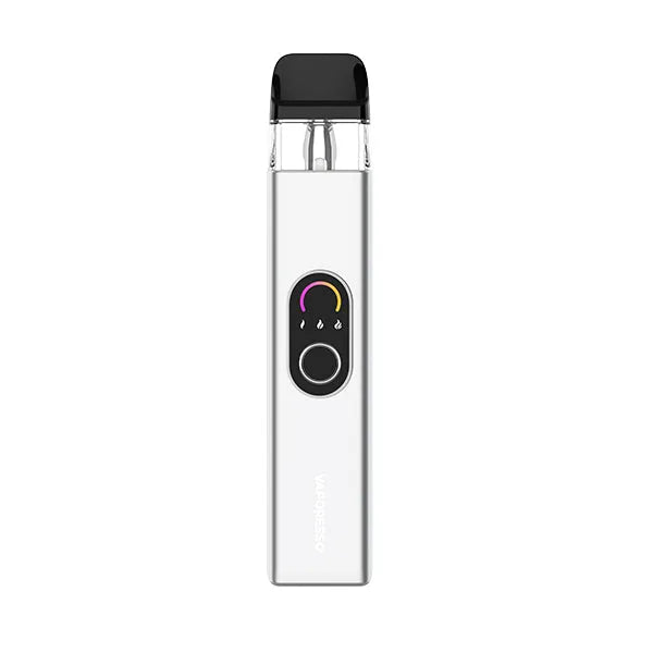 White electronic device with a black top on a white background