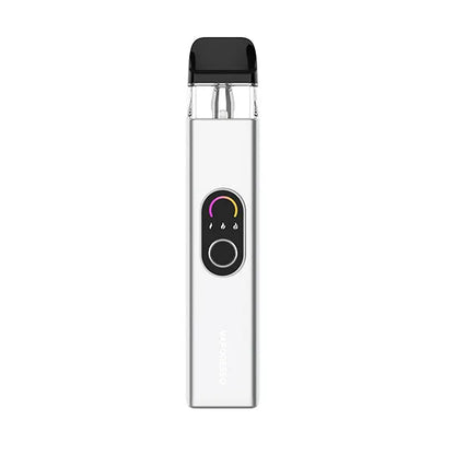 White electronic device with a black top on a white background