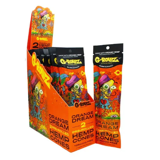 G-Rollz terpene-infused hemp cones 12-pack display box - Orange Dream